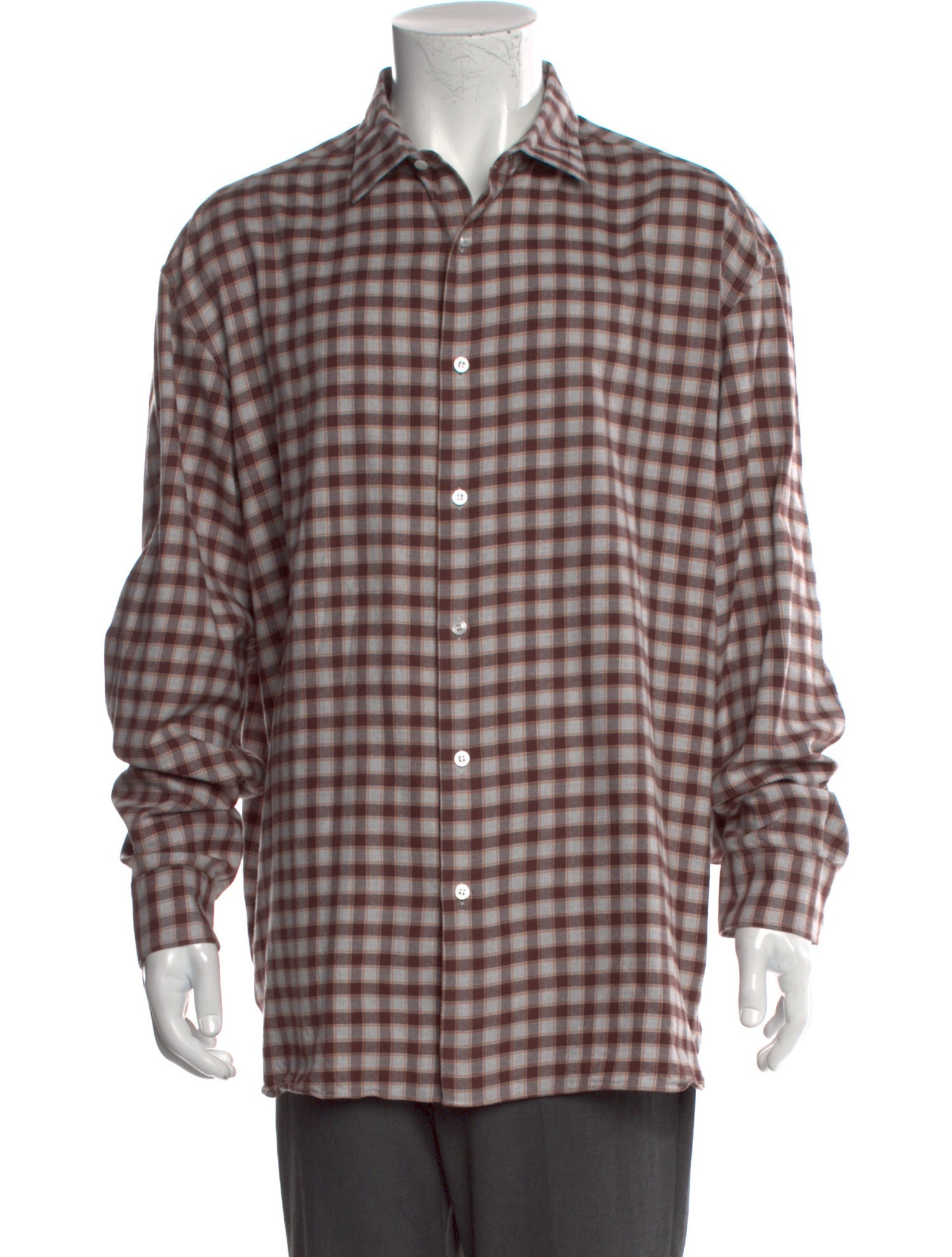 Charvet Plaid Print Long Sleeve Dress Shirt