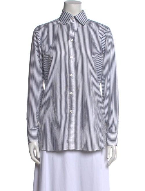 Charvet Striped Long Sleeve Button-Up Top