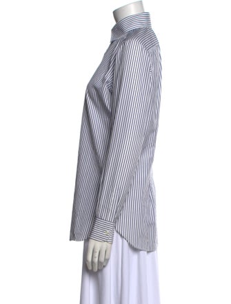 Charvet Striped Long Sleeve Button-Up Top