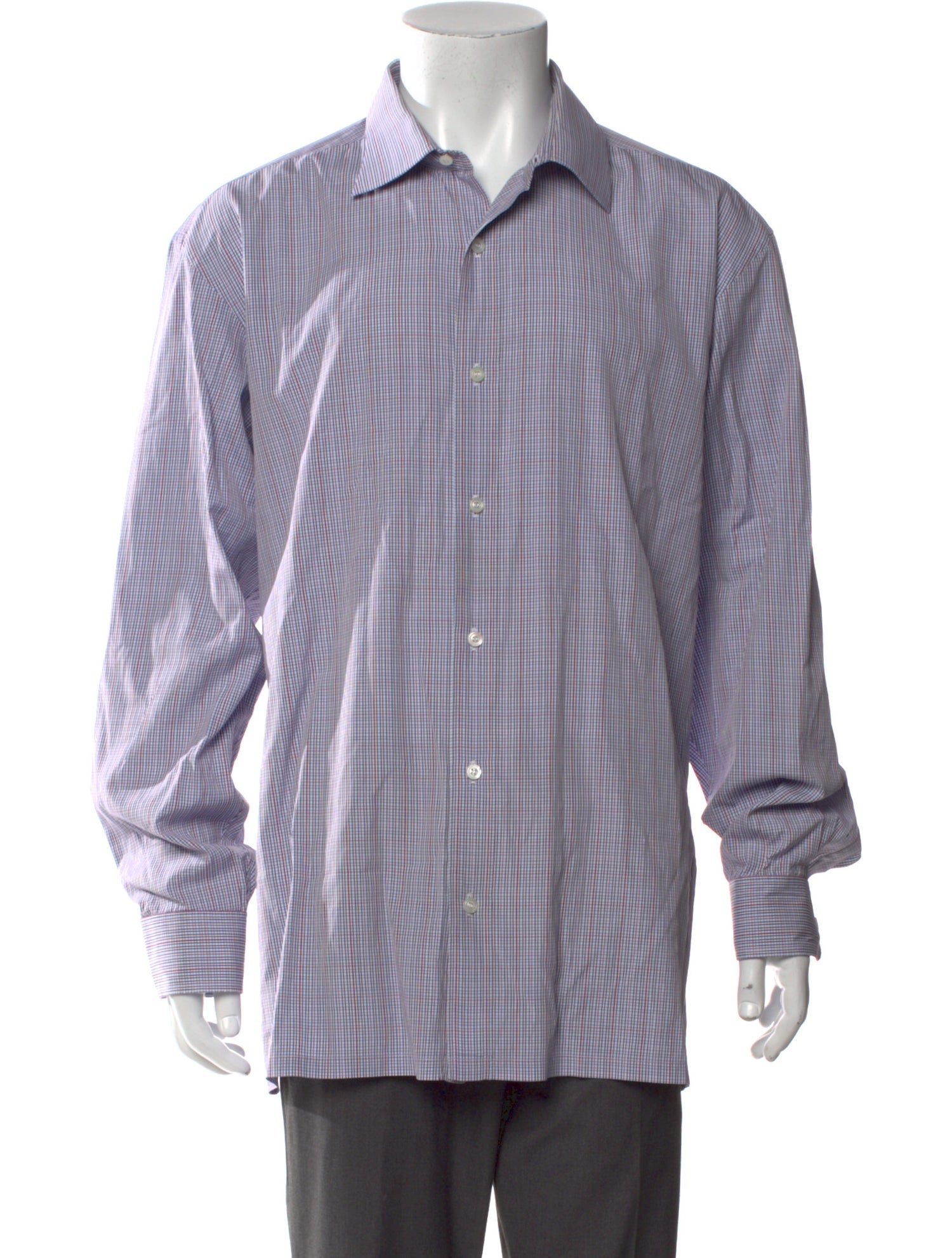 Charvet Plaid Print Long Sleeve Dress Shirt
