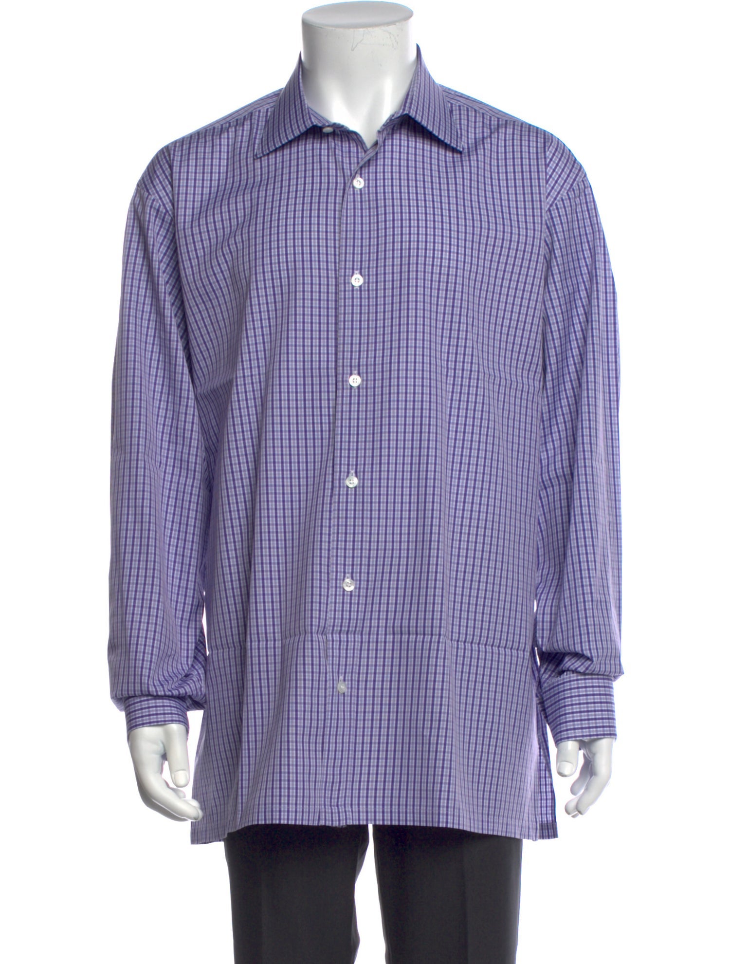 Charvet Plaid Print Long Sleeve Dress Shirt