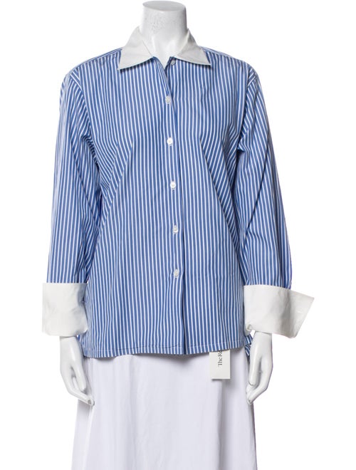 Charvet Striped Three-Quarter Sleeve Button-Up Top