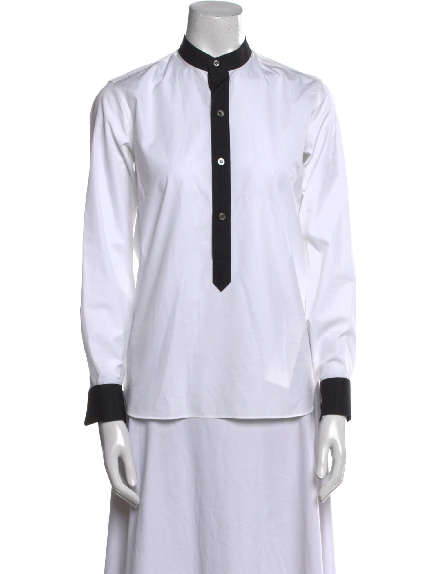 Charvet Mock Neck Long Sleeve Button-Up Top
