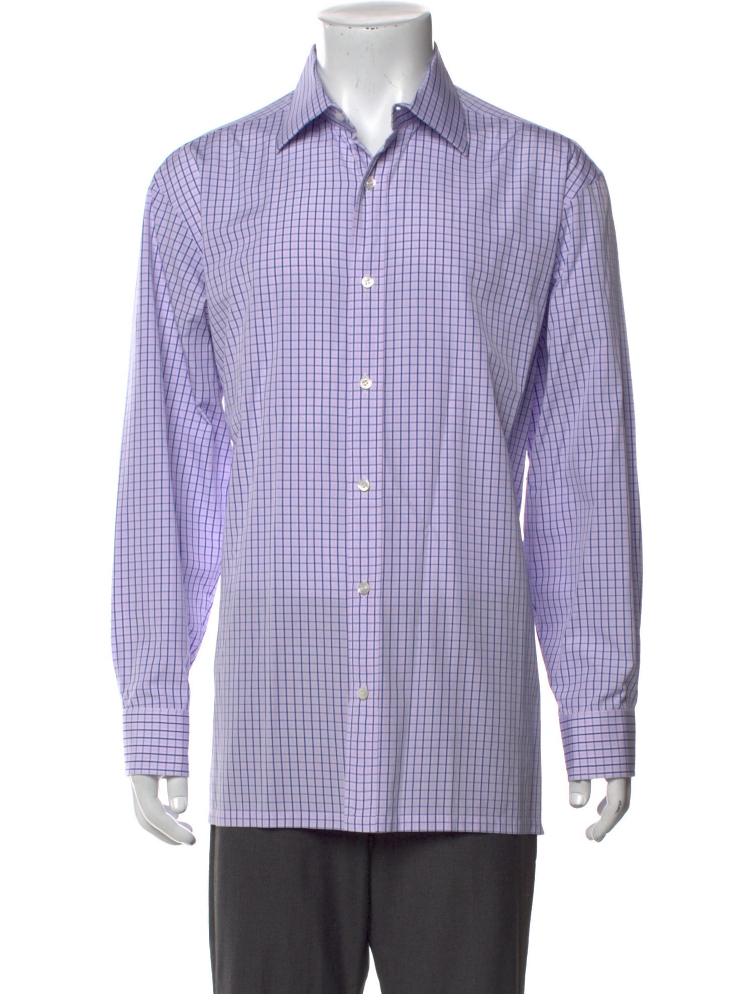 Charvet Plaid Print Long Sleeve Dress Shirt