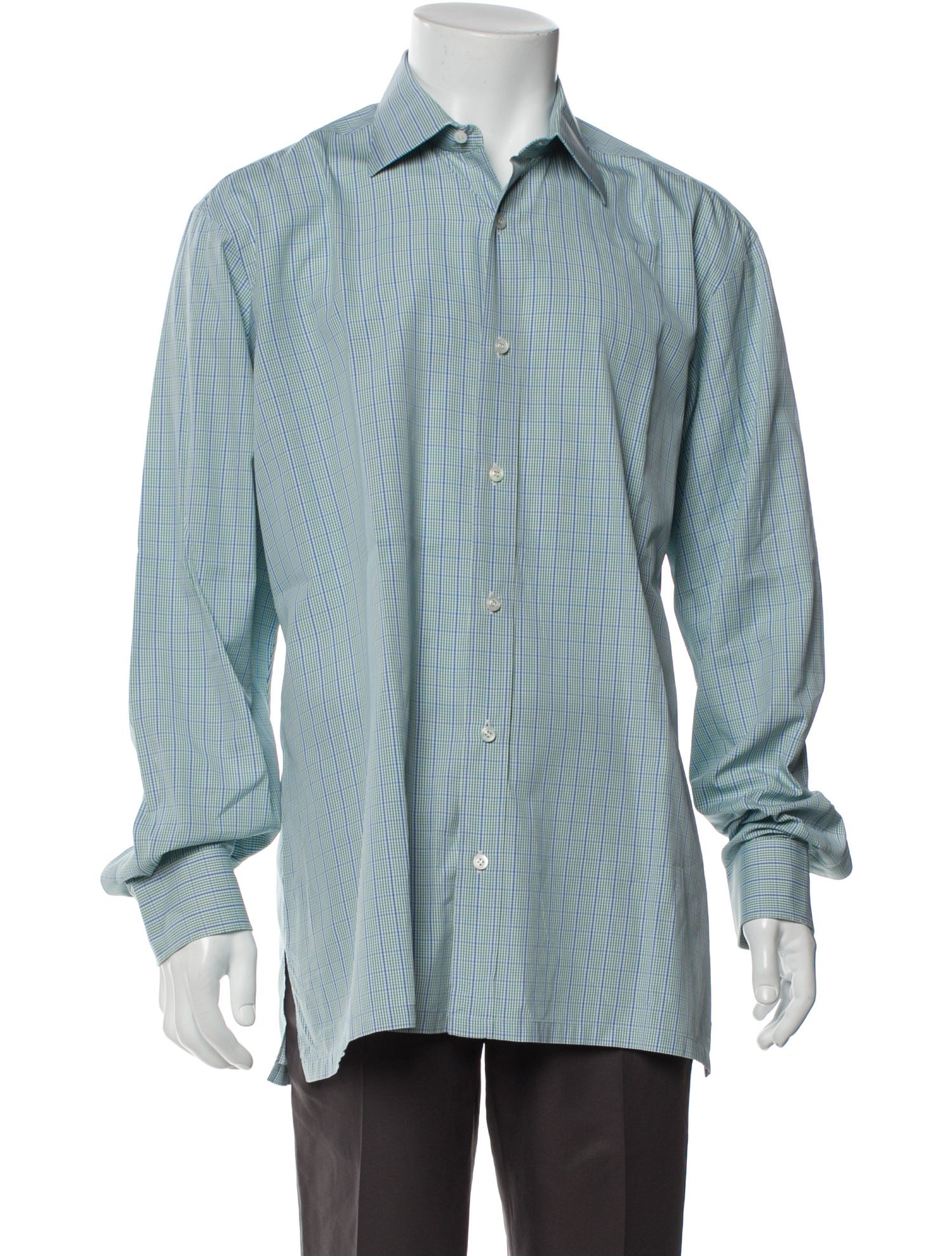 Charvet Plaid Print Long Sleeve Dress Shirt