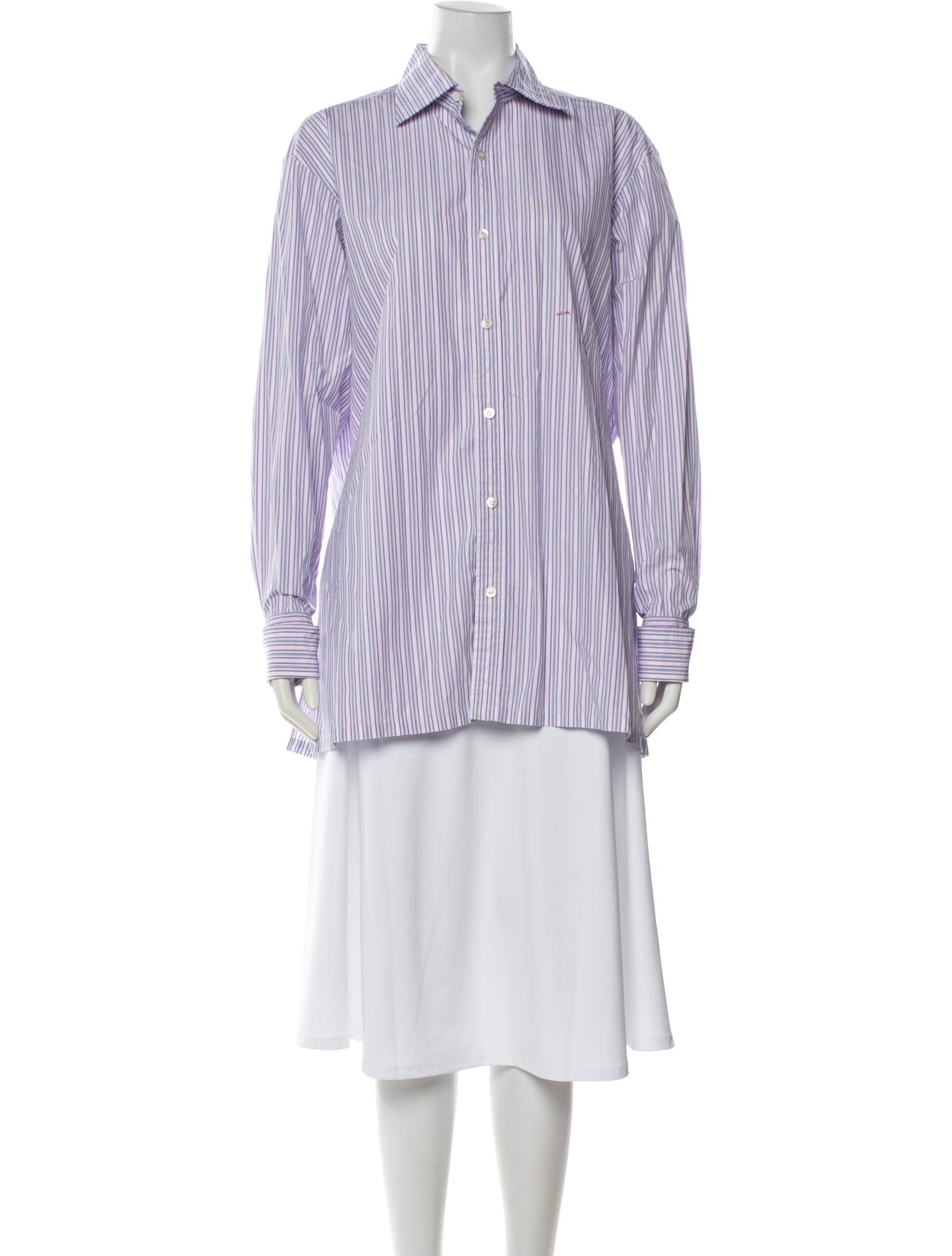Striped Long Sleeve Button-Up Top