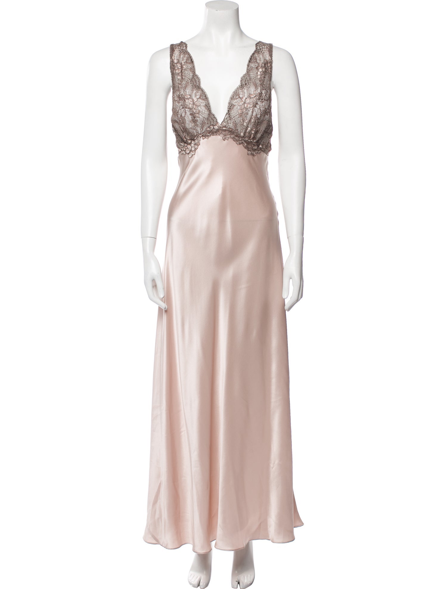 Christine Vancouver Silk Lace Trim Embellishment Nightgown