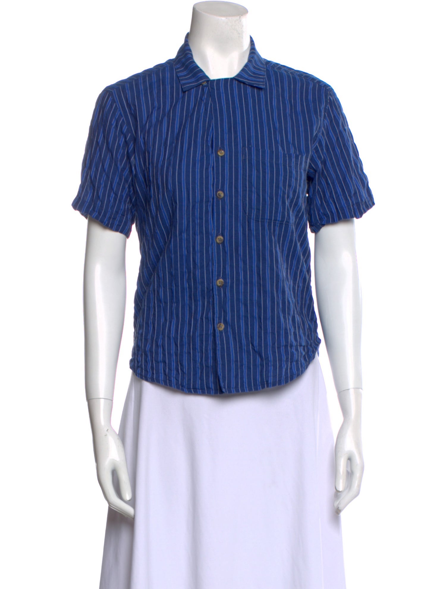 Ciao Lucia Striped Short Sleeve Button-Up Top