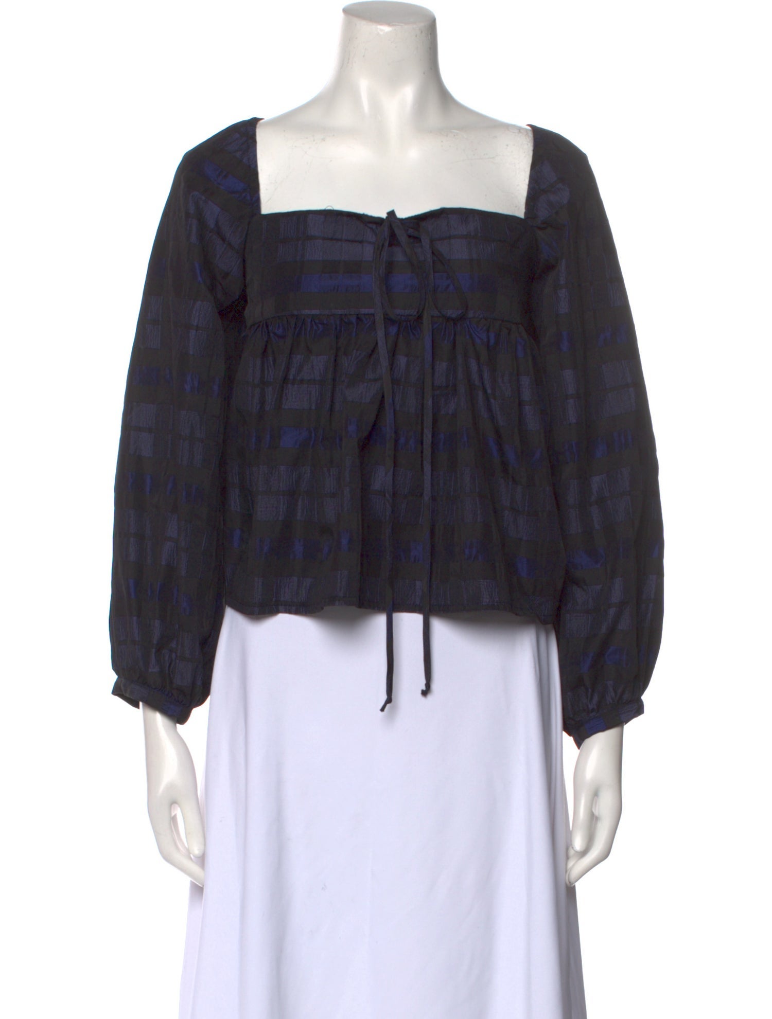 Ciao Lucia Plaid Print Square Neckline Crop Top