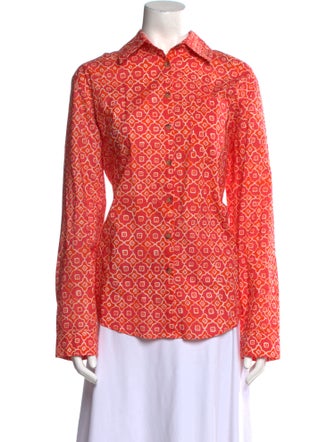 Ciao Lucia Printed Long Sleeve Button-Up Top