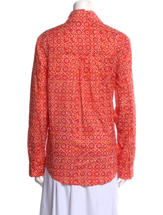 Ciao Lucia Printed Long Sleeve Button-Up Top