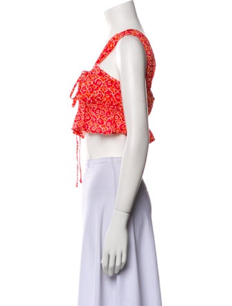 Ciao Lucia Printed Square Neckline Crop Top