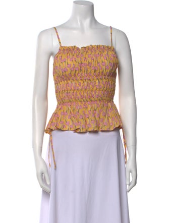 Ciao Lucia Floral Print Square Neckline Crop Top