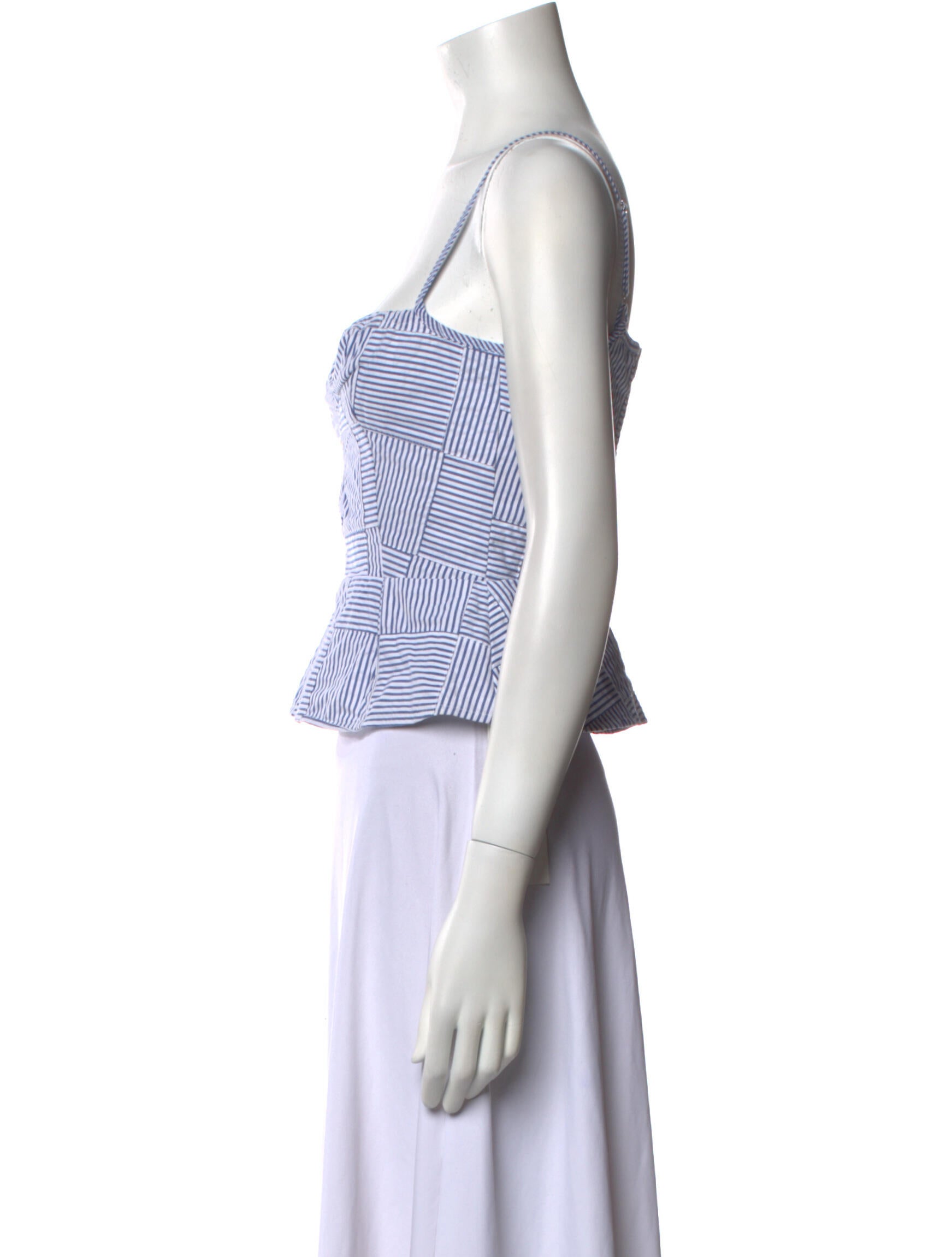 Ciao Lucia Striped Square Neckline Crop Top