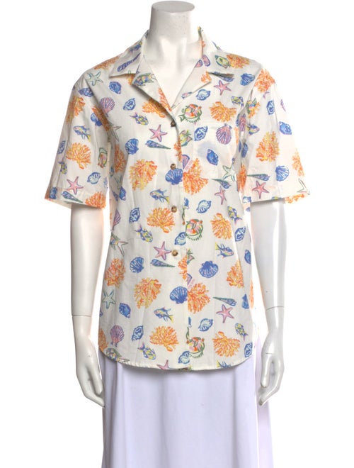 Ciao Lucia Printed Short Sleeve Button-Up Top