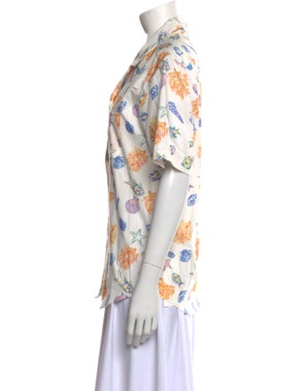 Ciao Lucia Printed Short Sleeve Button-Up Top