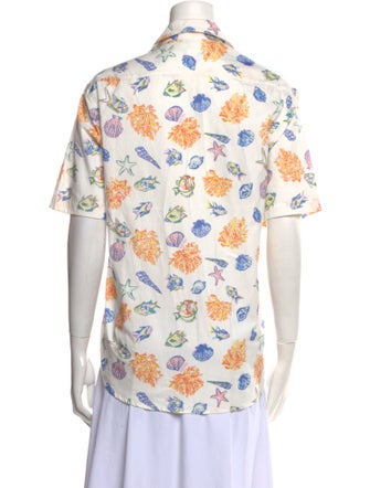 Ciao Lucia Printed Short Sleeve Button-Up Top