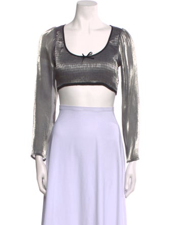 Ciao Lucia Scoop Neck Long Sleeve Crop Top