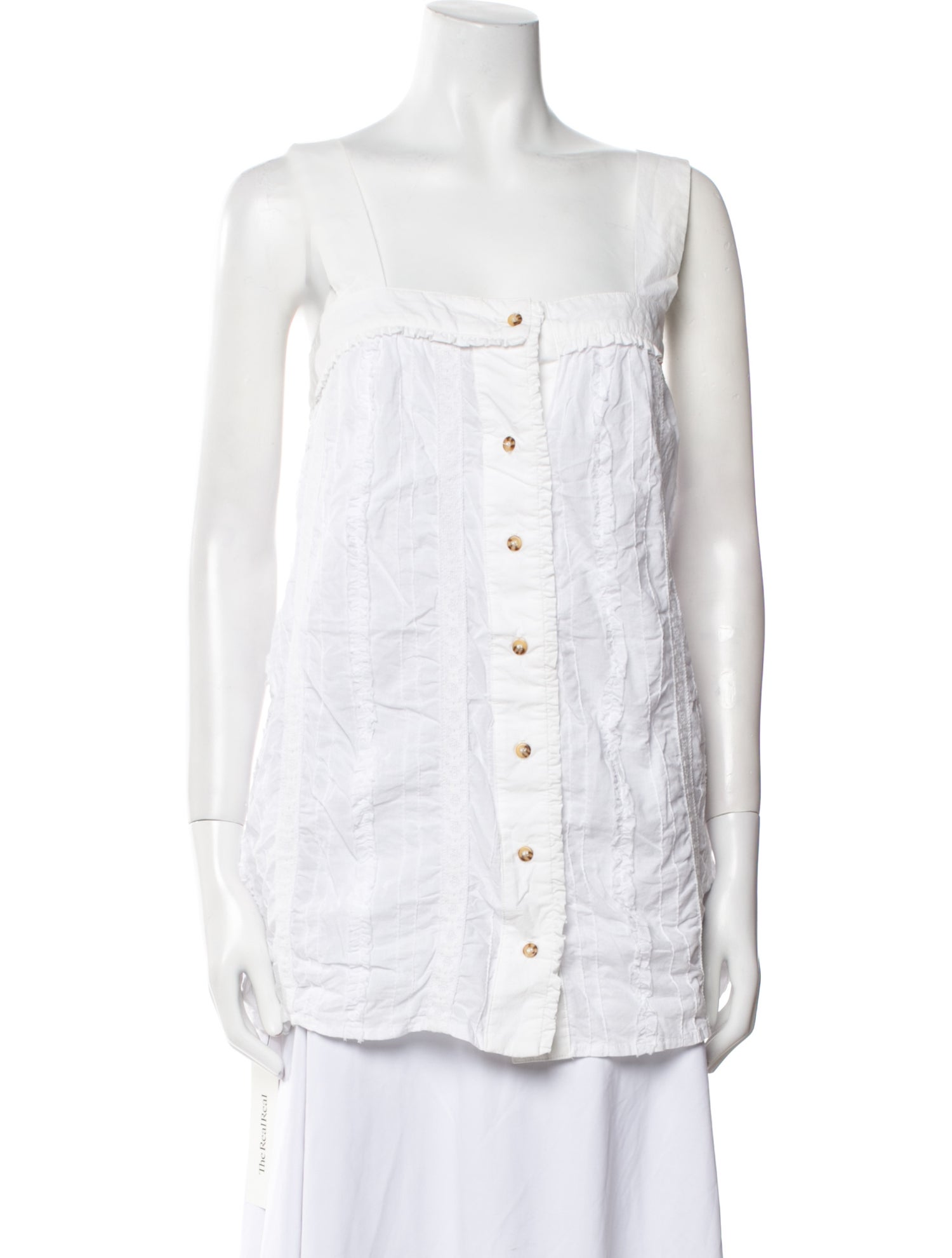 Ciao Lucia Square Neckline Sleeveless Button-Up Top