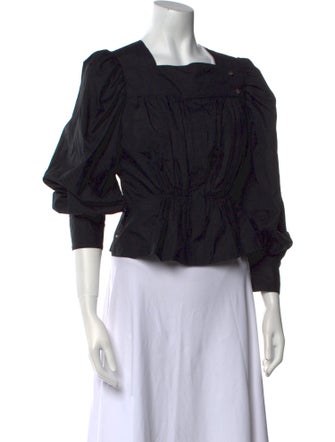 Ciao Lucia Square Neckline Three-Quarter Sleeve Crop Top