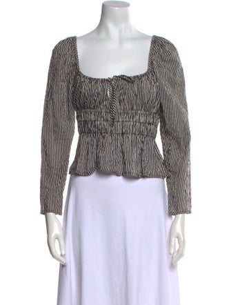 Ciao Lucia Striped Square Neckline Crop Top