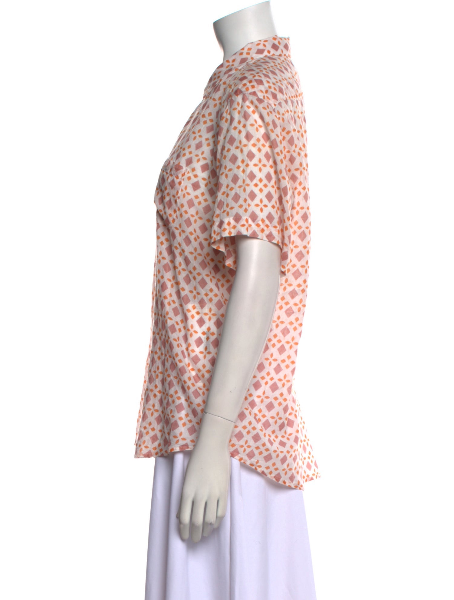 Ciao Lucia Printed Mock Neck Button-Up Top