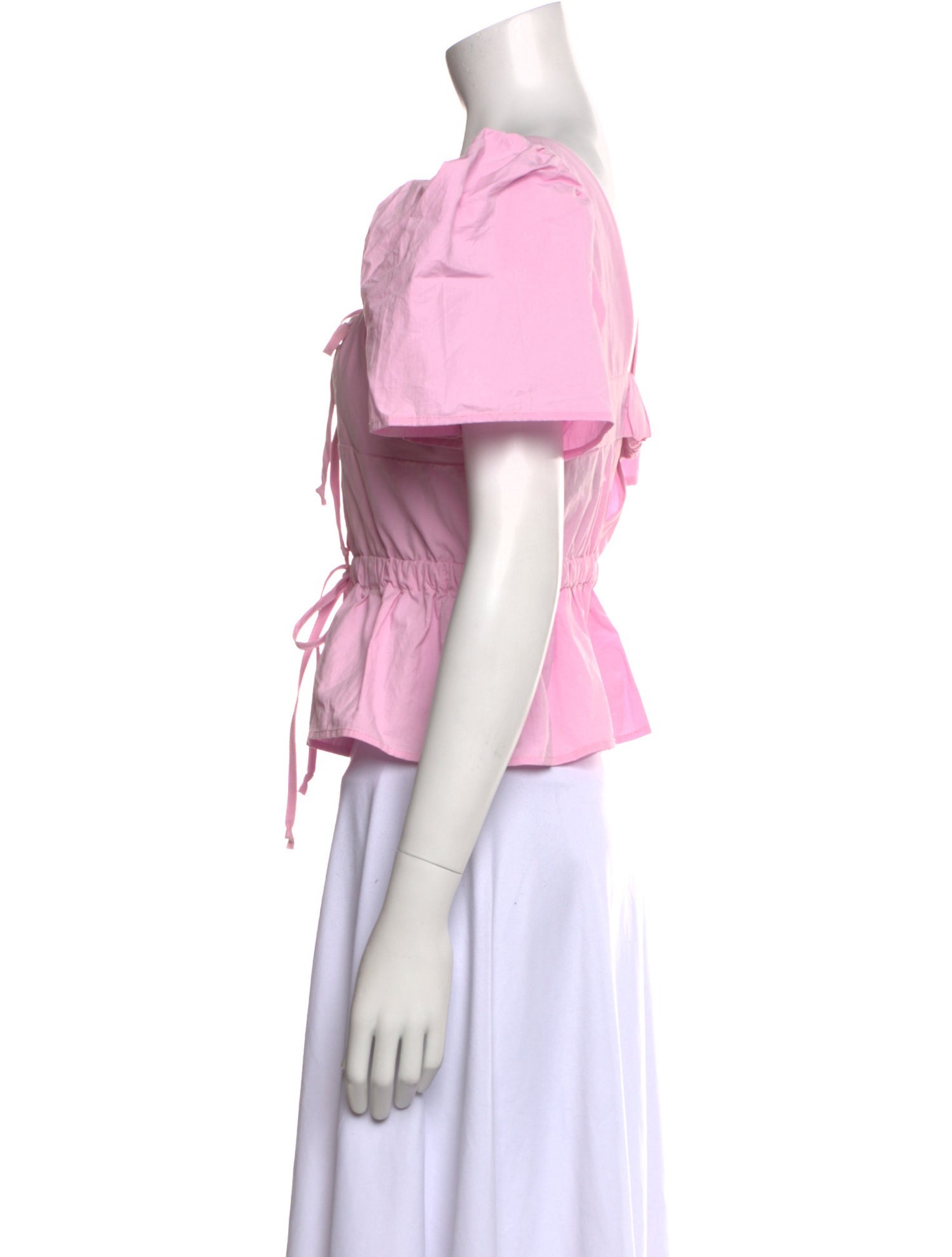 Ciao Lucia Tie Neck Short Sleeve Crop Top