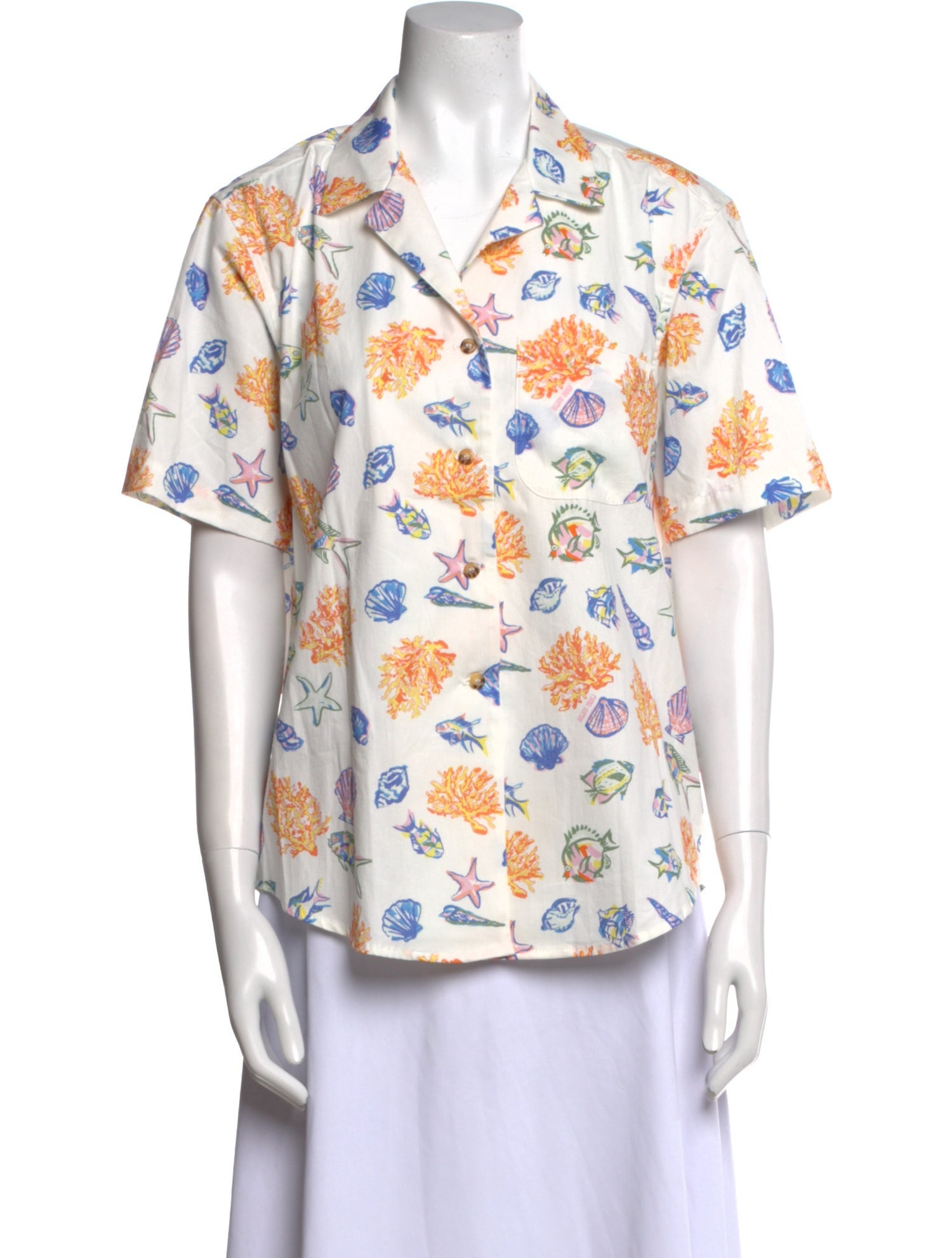 Ciao Lucia Printed Short Sleeve Button-Up Top w/ Tags