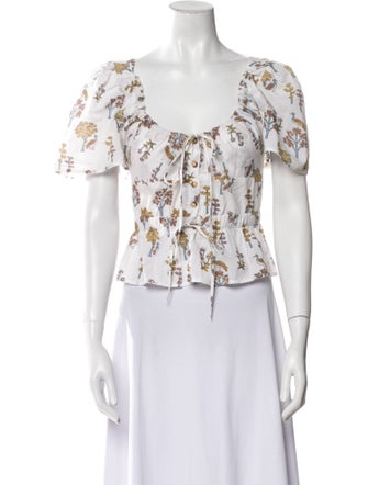 Ciao Lucia Floral Print Scoop Neck Crop Top