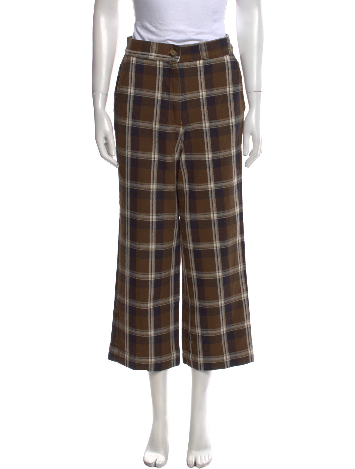 Ciao Lucia Plaid Print Wide Leg Pants