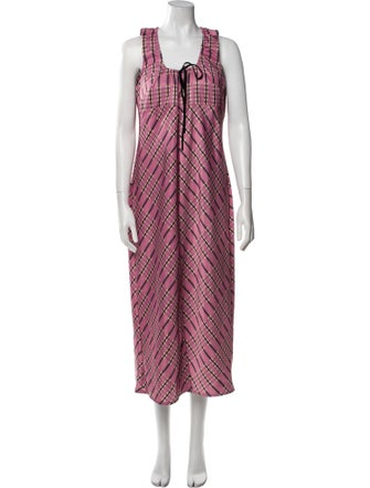 Ciao Lucia Plaid Print Long Dress