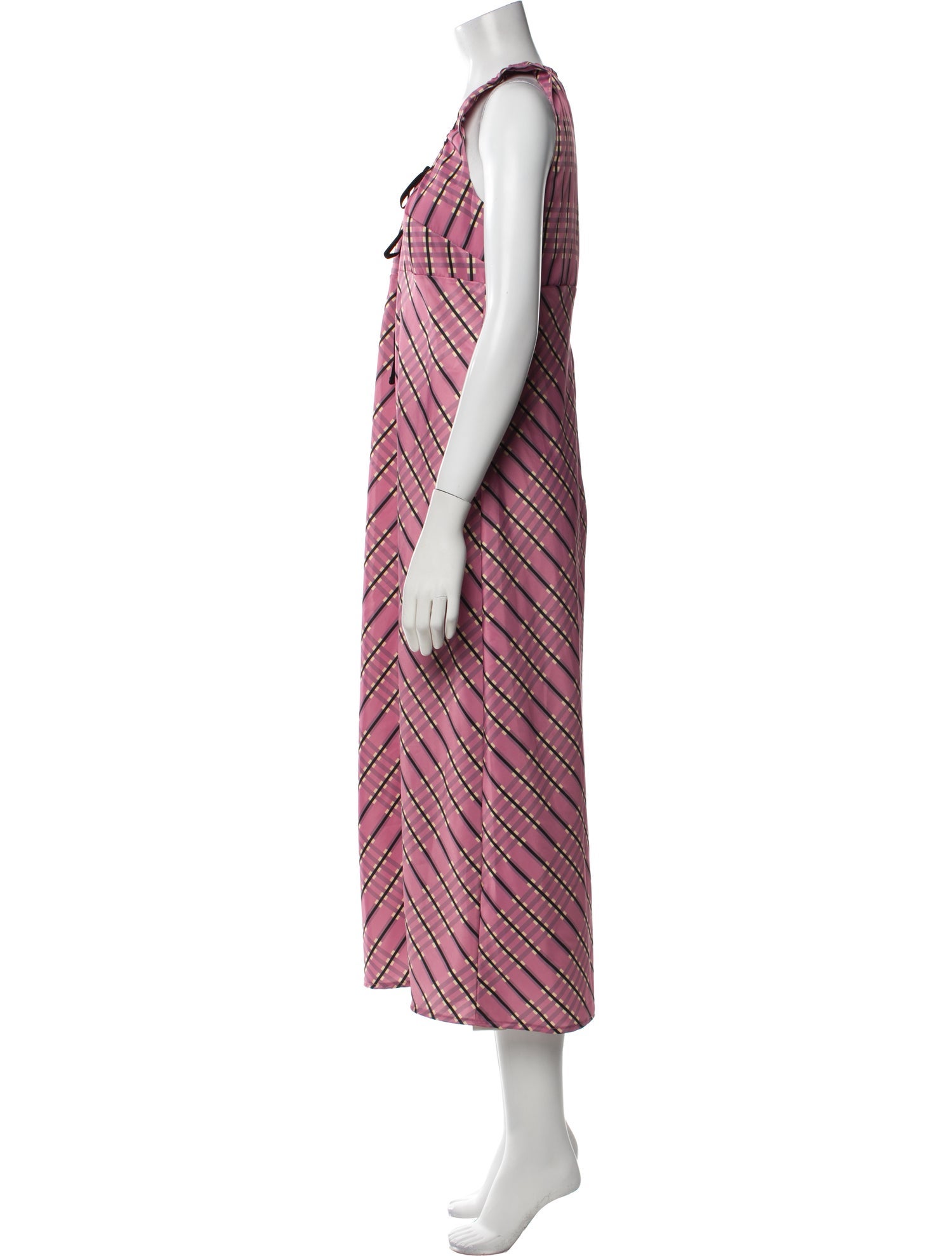 Ciao Lucia Plaid Print Long Dress