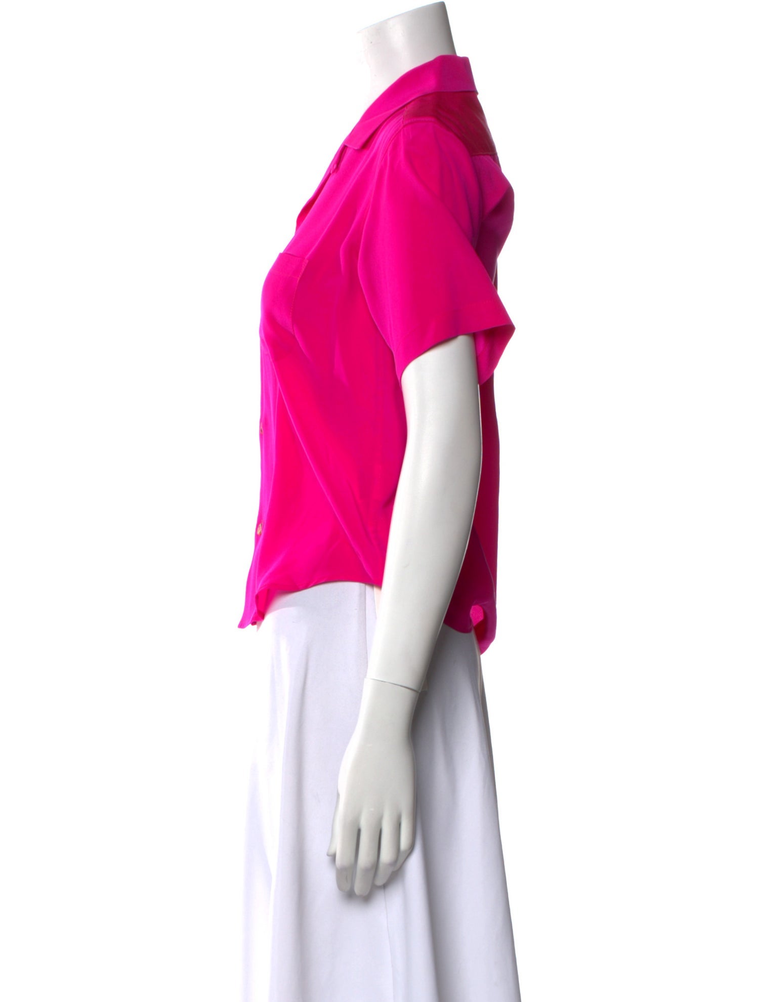 Ciao Lucia Silk Short Sleeve Button-Up Top