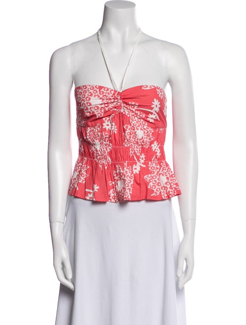 Ciao Lucia Floral Print Strapless Crop Top