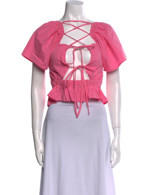 Ciao Lucia V-Neck Short Sleeve Crop Top