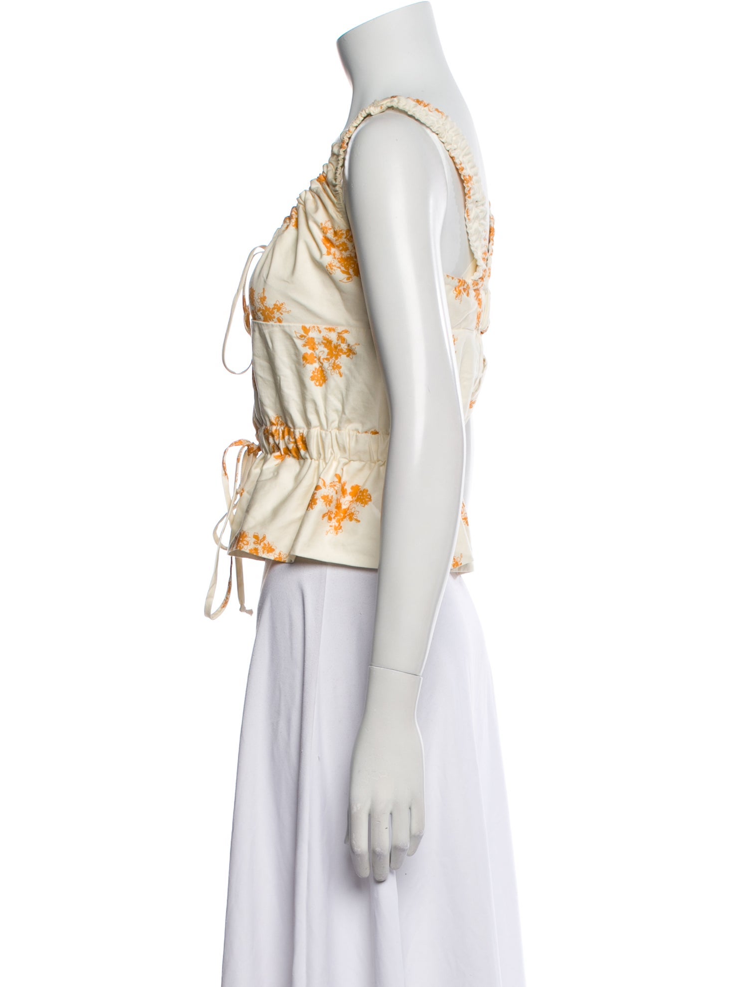 Ciao Lucia Floral Print Scoop Neck Crop Top