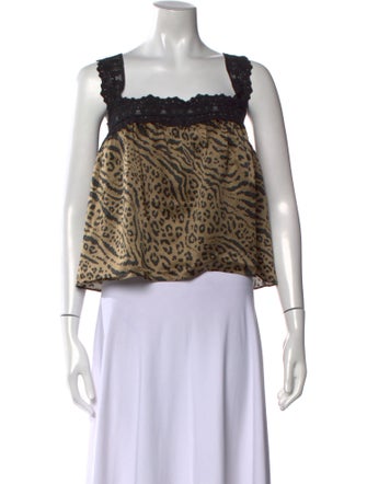 Ciao Lucia Silk Animal Print Crop Top