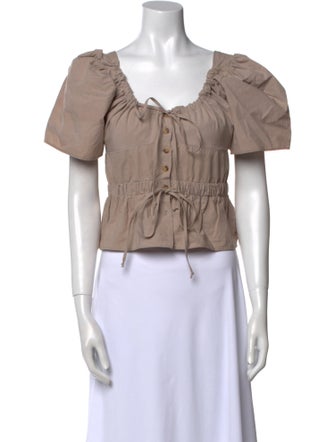 Ciao Lucia Square Neckline Short Sleeve Crop Top