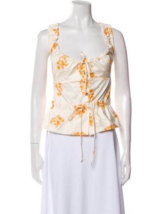 Ciao Lucia Floral Print V-Neck Crop Top