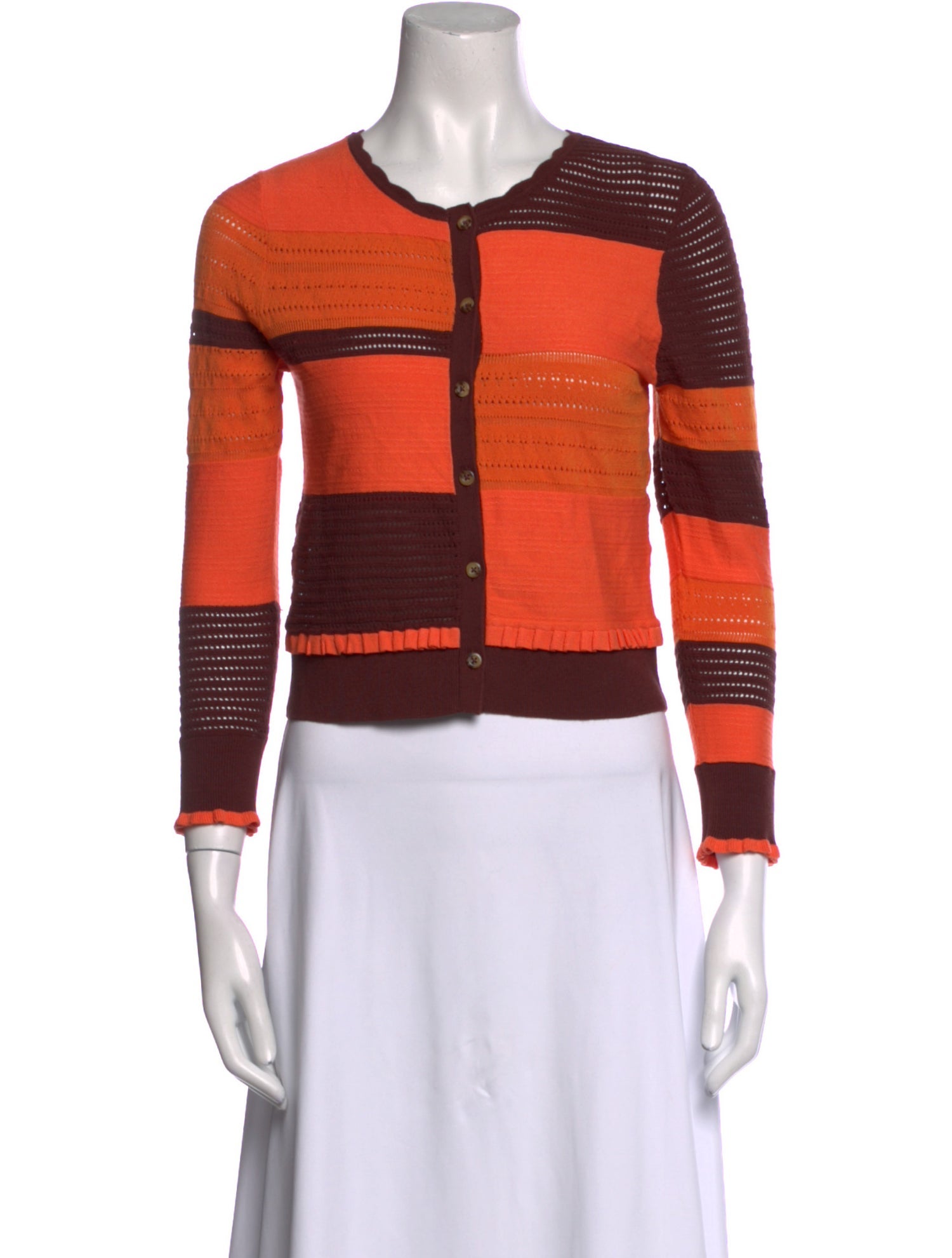 Ciao Lucia Colorblock Pattern Crew Neck Crop Top