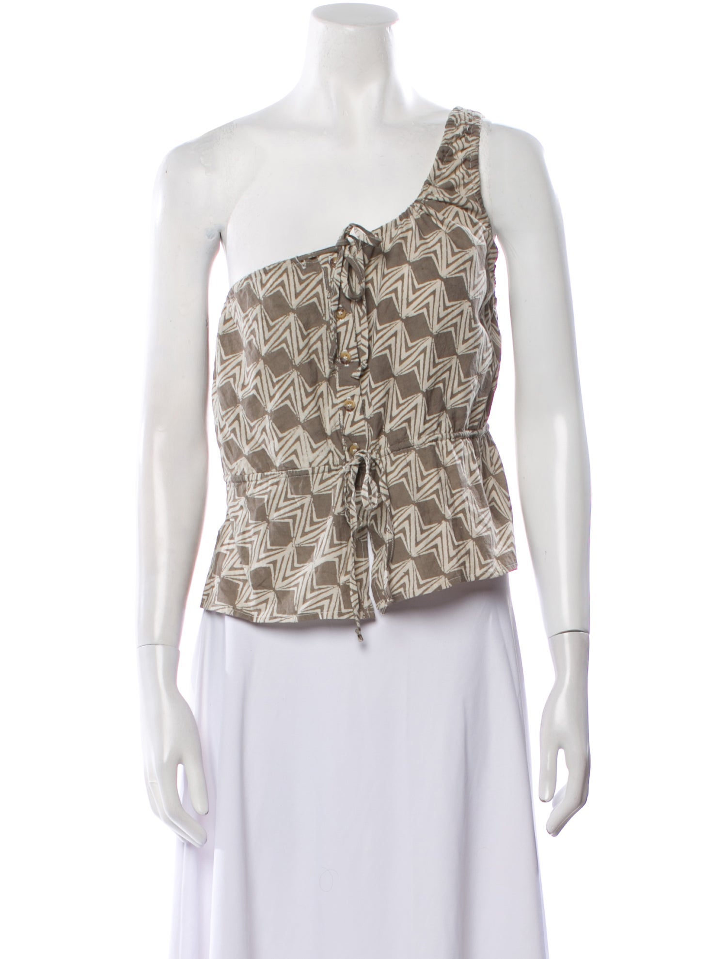 Ciao Lucia Printed One-Shoulder Crop Top