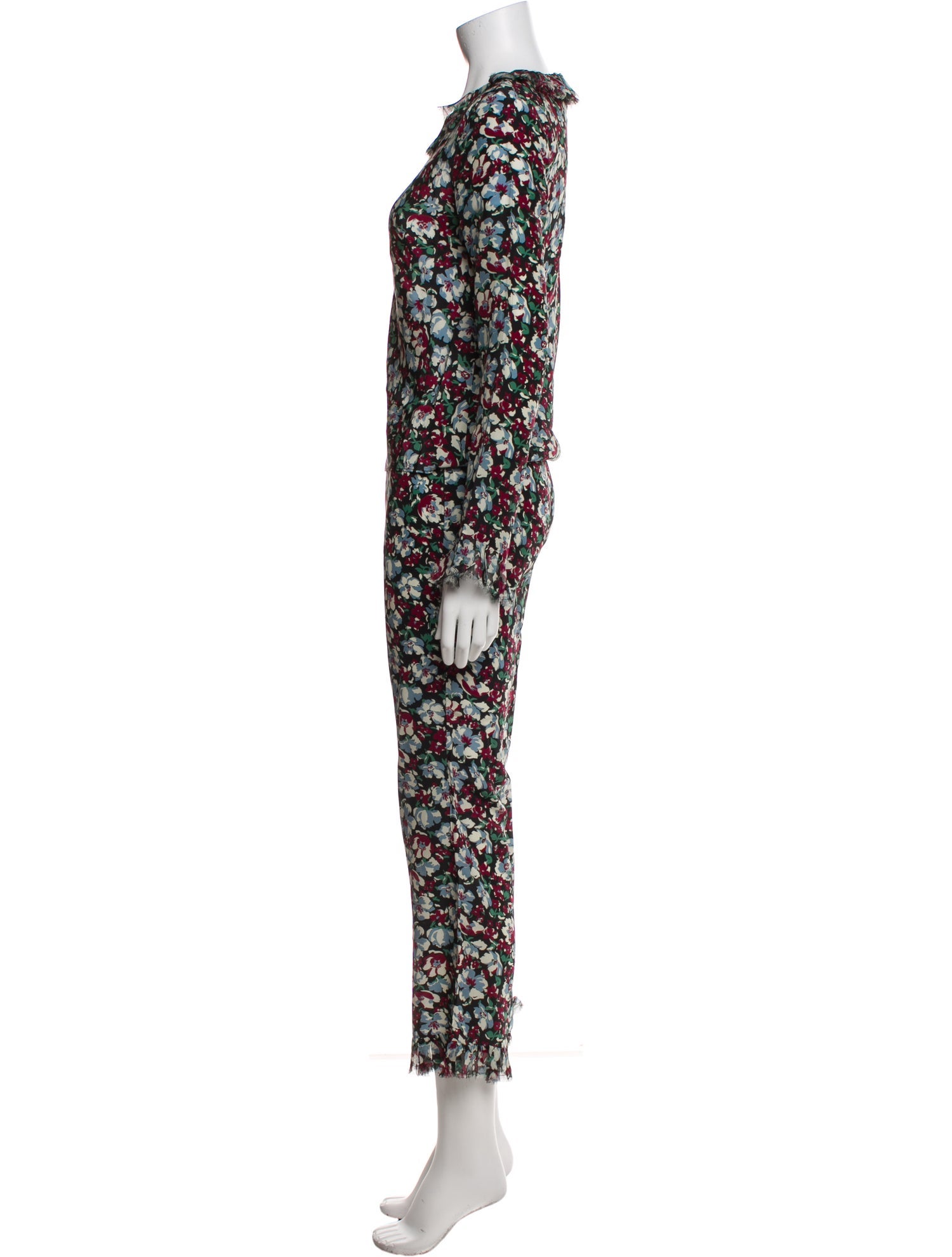 Ciao Lucia Floral Print Raw-Edge Trim Pant Set