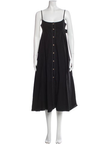 Pre-owned Ciao Lucia Square Neckline Long Dress In Black