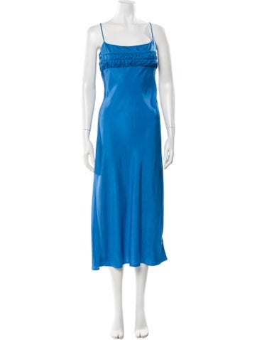 Pre-owned Ciao Lucia Square Neckline Long Dress In Blue