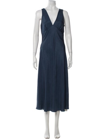 Pre-owned Ciao Lucia V-neck Long Dress In Blue