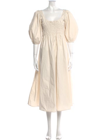 Pre-owned Ciao Lucia Square Neckline Midi Length Dress In Neutral