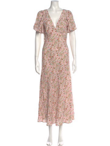 Pre-owned Ciao Lucia Floral Print Midi Length Dress In White