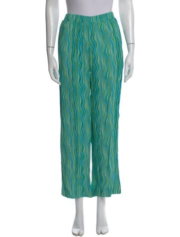 Pre-owned Ciao Lucia Striped Wide Leg Pants In Green