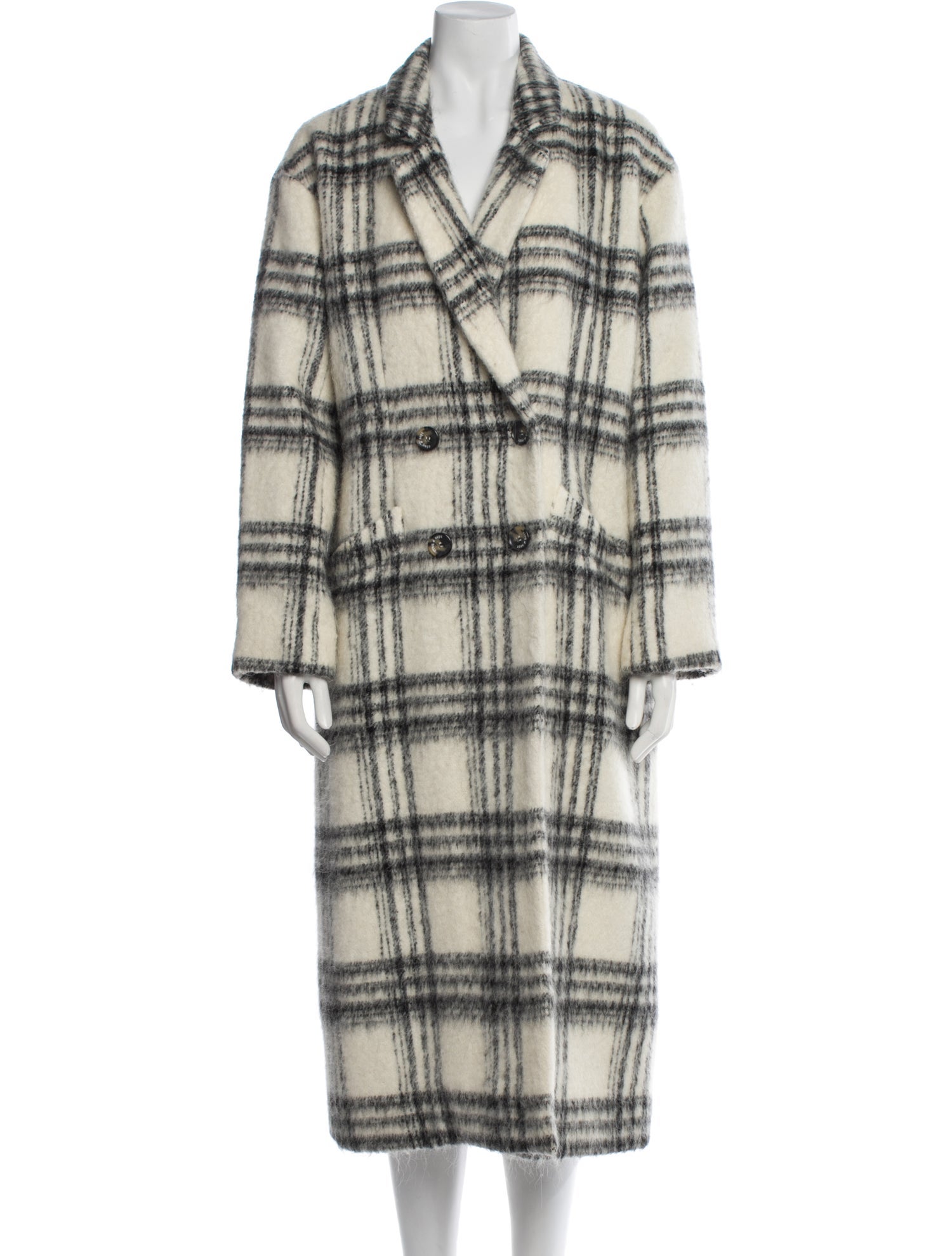 Cinq à Sept Plaid Print Peacoat