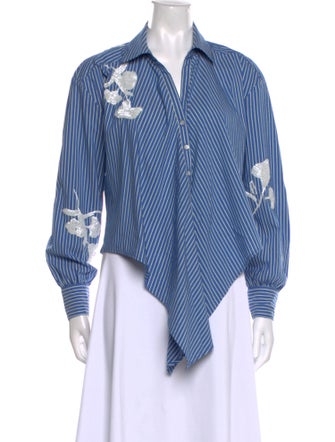 Cinq à Sept Striped Long Sleeve Button-Up Top